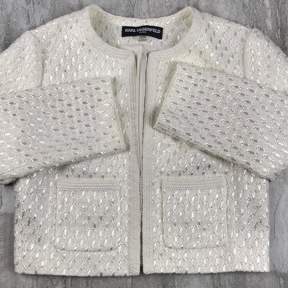 Karl Lagerfeld Tweed Crop Jacket - Picture 6 of 14